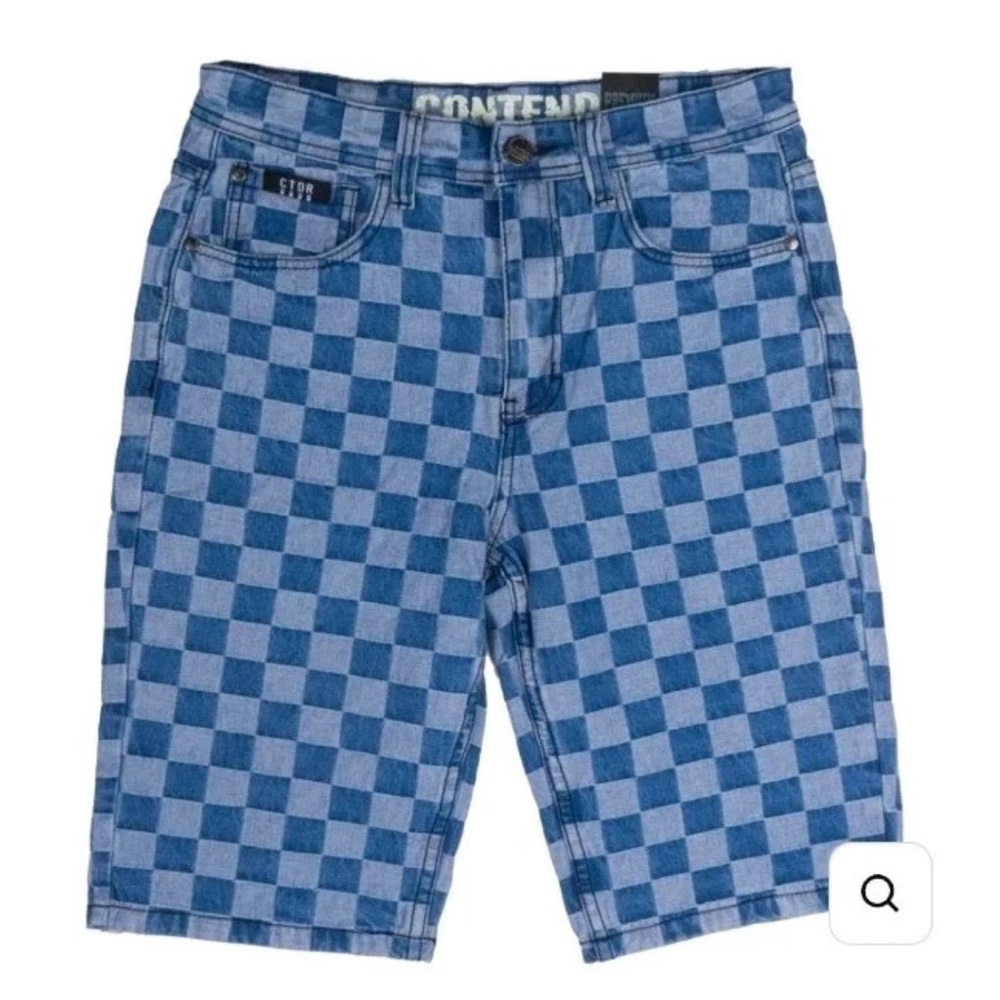Contender Light Indigo Blue Checkered Men's Shorts Size 38